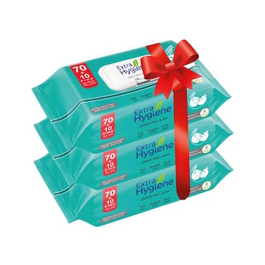 Hygiene Baby Wipes, Nourishing Cream, 70+10 Wipes - Pack of 2+1