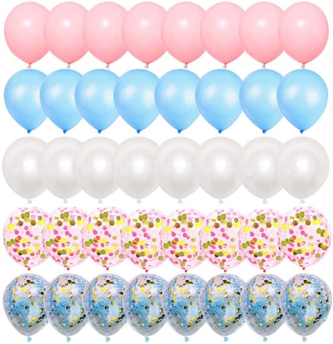 Party Time Gender Reveal Party Balloons 50 pcs 12 inch Blue and Pink Confetti Latex Balloons For Birthday Baby Shower Gender Reveal Party Supplies and Decorations