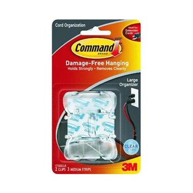 Command Clear Large Cord Clips With Clear Strips