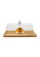 Lihan Wood Square Cake Tray With Acrylic Dome Cake Stand 23X33Cm (S) Server Square Cake Display Plate Veggie Bread Serving Platter Dessert Storage Tray For Donut Stand Fruit Bowl.
