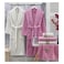 My Vita 6-Piece Turkish Cotton Family Bathrobe Set Bridal Shower Gift Set With Matching Bath Towels And Hand Towels In Attractive Gift Box - Pink/Off White