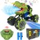 Remote Control Car, RC T-Rex 1:16 Powerful Off Road Dinosaur Drift Monster Truck Toy for Boys Girls, Flash Roar Spray Dance &amp; User Programmable Function 4WD 2.4Ghz 2 Rechargeable Batteries