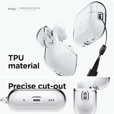 Elago Clear Hang designed for Airpods Pro 2nd Gen (2022) case cover with Carabiner - Transparent