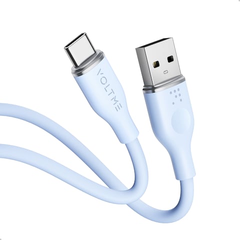 VOLTME Powerlink 60W PD 3A Type C Cable Liquid Silicon Charging Cable with Fast 480Mbps Data Transfer Cable Compatible with iPhone 15 Pro Max, MacBook iPad Samsung S24 Ultra Huawei etc 1M &ndash; Blue