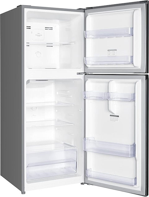 TCL 256 Liters Double Door Top Mount Refrigerator With Super Cool Function, Powerful Interior LED Light And Large Crisper Drawer With Humidity Control - Silver (P256TMS)