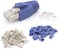 DKURVE Cat7 Cat6A RJ45 Pass through Connectors Shielded 30-Pack (Blue)