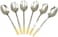 Liying 6Pcs Gold Topper Design Stainless Steel Tea Spoon Set 12cm x 2cm, Modern Silver Tea Spoons for Home, Kitchen, Restaurant, Fine Edge &amp; Mirror Polished, Dishwasher Safe