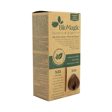 Biomagic Keratin And Argan Oil Hair Colour 5.03 Light Natural Golden Brown 60ml
