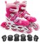 EASY FUTURE Inline Skates Adjustable Size Roller Skates with Flashing Wheels Children Skate Shoes Including Protective Gear Knee Elbow Wrist Pink Medium (35-38)