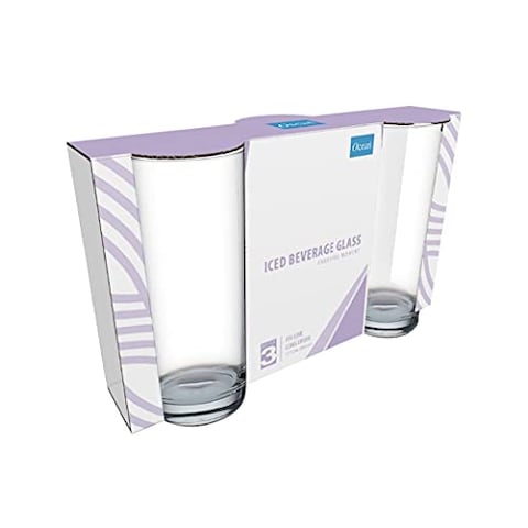 Ocean Fin Line Glass 355 ML , Clear ,B0121303, 3 Pc Set