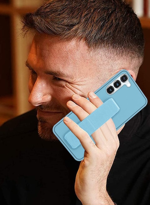 Samsung Galaxy S23 Plus Grip Case Magnetic Kickstand Cover with Foldable Hand Strap Blue