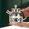 1Chase Heat Resistant Borosilicate Diamond Pattern Glass Teapot With Stainless Steel Strainer Lid And Infuser, 1200 ml, (Teapot Only)