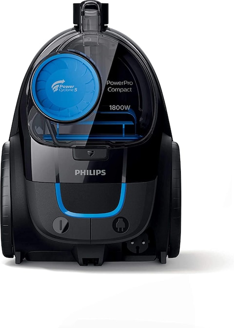 Philips PowerCyclone 5 PowerPro 1800W Compact Bagless Vacuum Cleaner EPA10 Filter, FC9350, Black/Blue,UAE Version