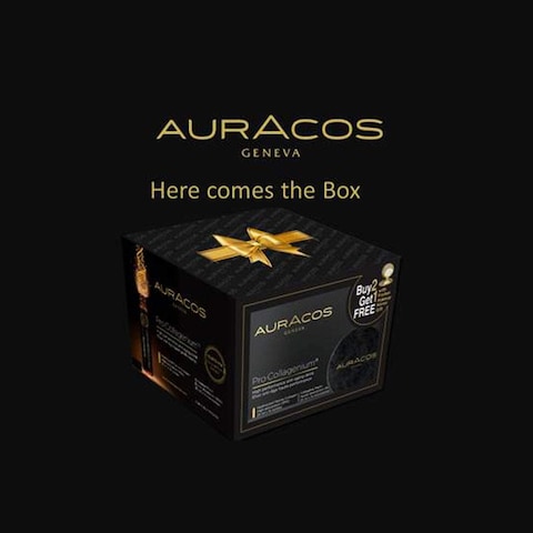 Auracos Pro Collagenium High Performance Anti Aging Drink Three Pack Combo + Free Pocket Makeup Mirror