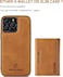 Excuse Premium Case For iPhone 14 Pro Max, Leather Phone Case Back Cover Magnetic Detachable Trifold Wallet Card Holder For iPhone 14 Pro - Brown