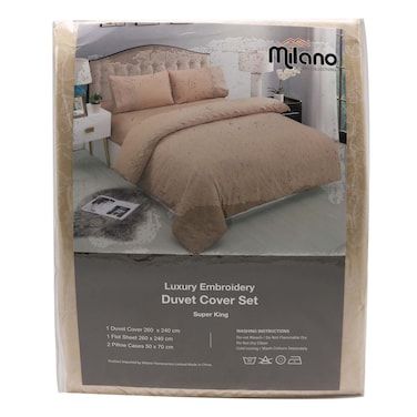 Milano 4Pc Duvet Cover Cotton Coffee King