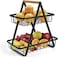Lavish 2-Tier Tabletop Basket Fruits Basket Storage Basket Metal Basket Black