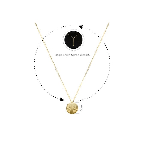 Aiwanto Necklace Neck Chain With Round Pendant Elegant Gold Necklace Beautiful Gift Womens Girls Necklace