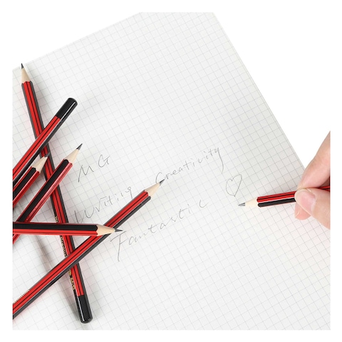 M&amp;G AWP30897 HB Without Eraser Office And School Pencil 12 Pieces Red/Black