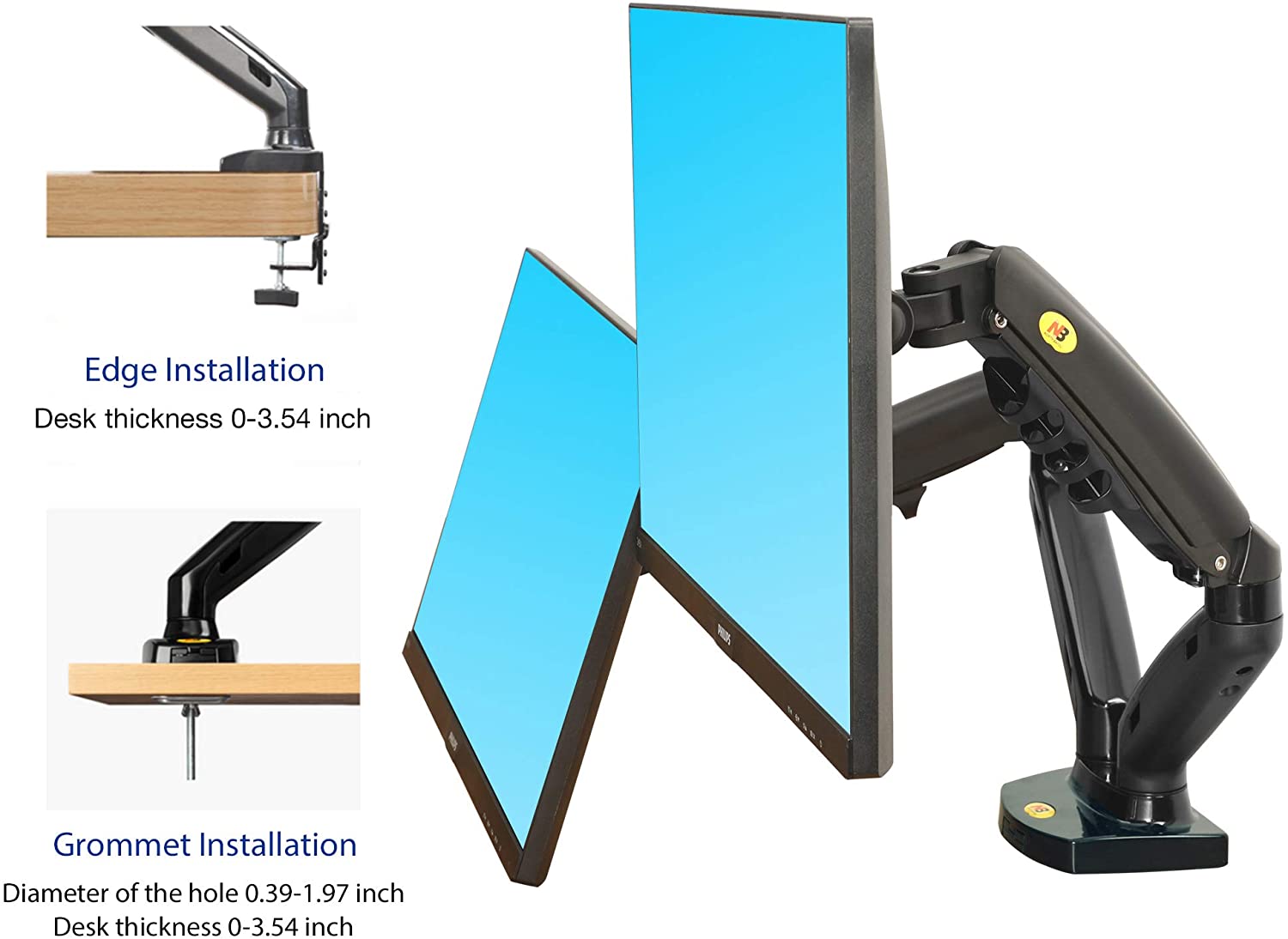 nbnorthbayou Nbnorthbayou Dual Arm Monitor Desk Mount