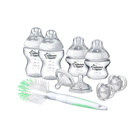 Tommee Tippee Closer To Nature Advanced Anti-Colic Newborn Baby Bottle Starter Set TT42357351 Clear Pack of 9