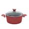 In House 13 Pieces Turkish Granite Cookware Set With Pyrex Lid - Red