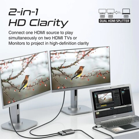 كابل مقسم HDMI 4K@60 هرتز مع منافذ HDMI مزدوجة