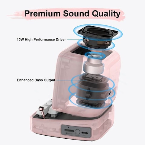 Divoom Ditoo Plus Retro Pixel Art Game Bluetooth Speaker - Pink