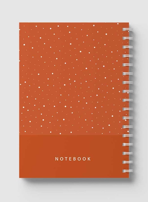 Lowha Spiral Notebook With 60 Sheets And Hard Paper Covers With Abstract Dots Orange Design, For Jotting Notes And Reminders, For Work, University, School