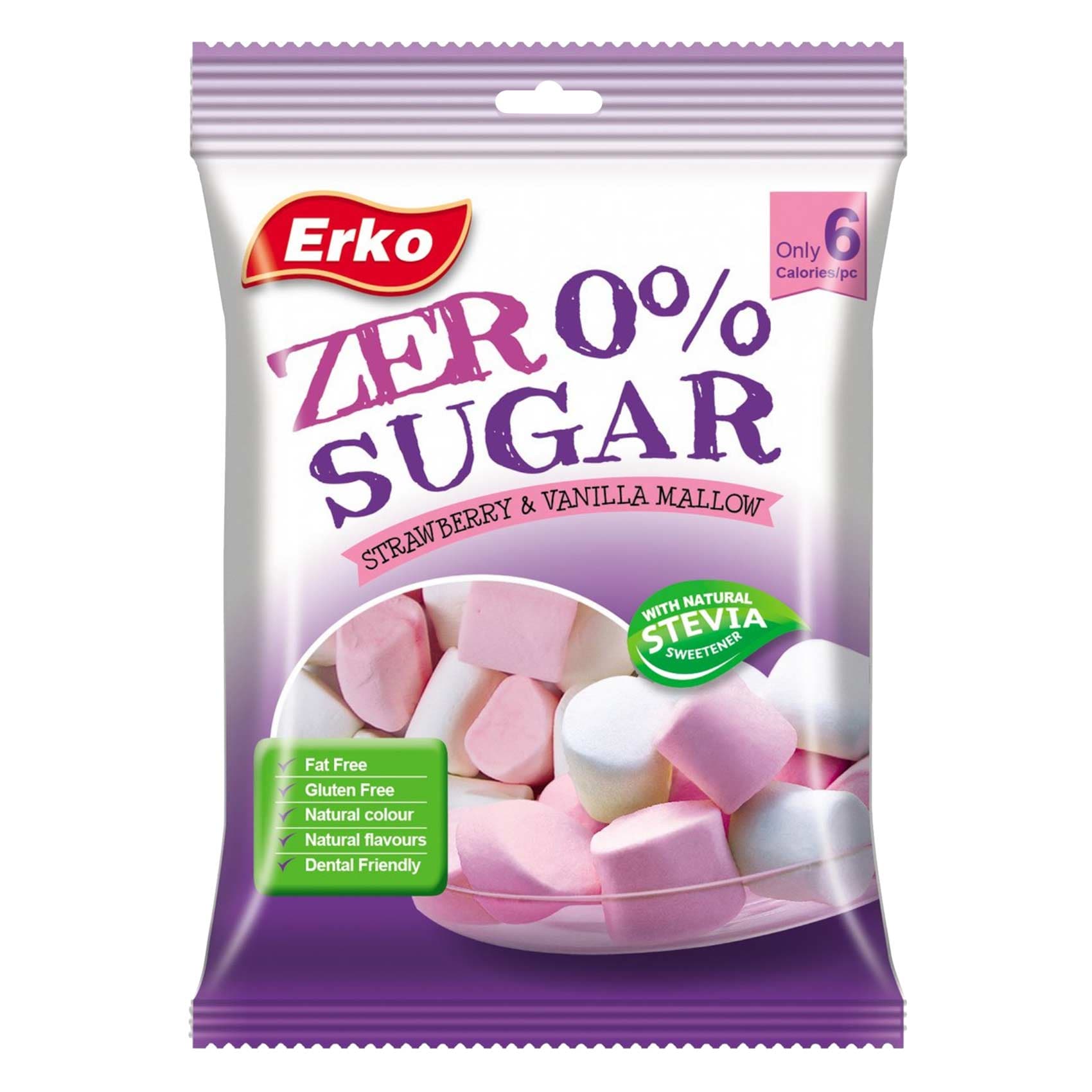 Erko Marshmallow Zero % Sugar Strawberry And Vanilla 60 Gram