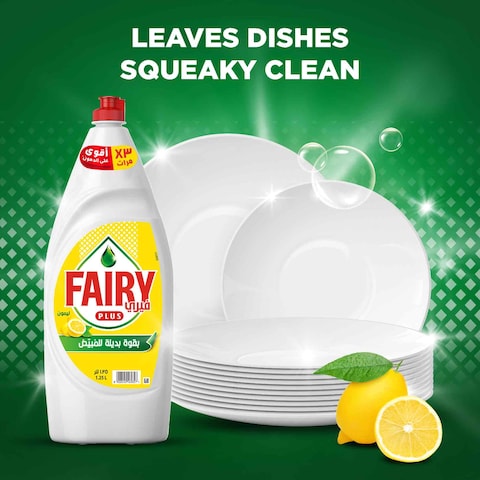 Fairy Plus Lemon Dishwashing Liquid with Bleach Alternative Power 1.25L