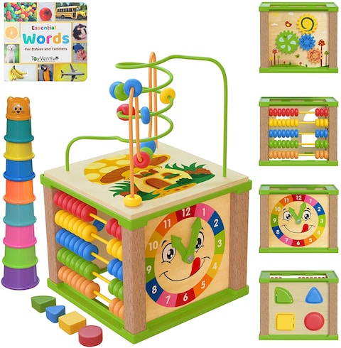 Buy Spunky Kinder Wooden Kids Baby Activity Cube, Boys Gift Set