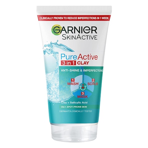 Garnier SkinActive Pure Active 3 In 1 Clay Cleanser 150ml