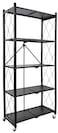 Generic Multi-Shelf Foldable Storage Shelves, Collapsible Organizer Rack on 4'' Wheel Casters, Black/White (5-Shelf(Black))