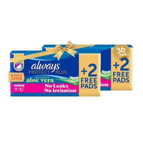 Always Protect Plus Pads with Touch of Aloe Vera - Long - Maxi Thick - 36 Pads