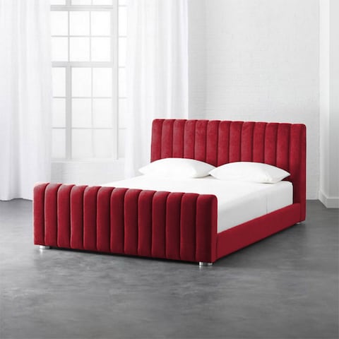إن هاوس مارتوس هيكل سرير منجد بالمخمل - نفرين - 200×180 سم - برغندي