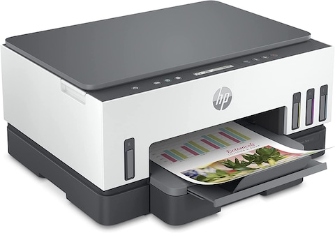 HP Smart Tank 720 All-in-One Printer Wireless, Print, Scan, Copy, Auto Duplex Printing, Print up to 18000 black or 8000 color pages, White/Grey [6UU46A]