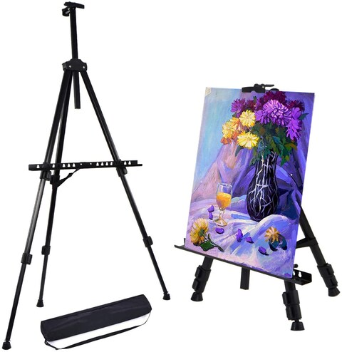 Generic 158 cm Reinforced Artist Easel Stand, Extra Thick Aluminum Metal Tripod Display Easel 52 To 158 cm Adjustable Height With Portable Bag