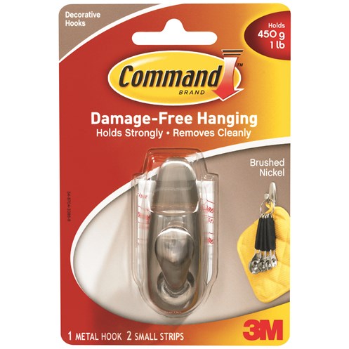 Command Small Metal Hook Brushed Nickel 3M
