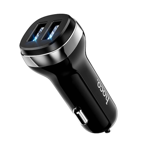Hoco Z40 Superior Dual Port Car Charger with Lightning Cable - Black