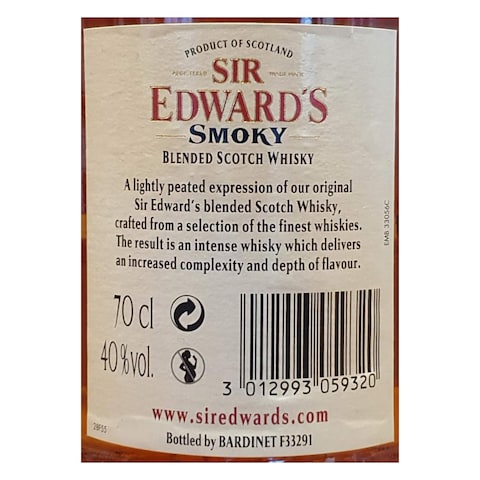 Sir Edward&#39;s Smokey Blended Scotch Whisky 700ml