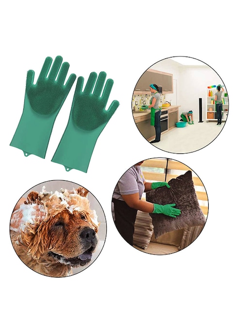 Generic Magic Silicone Dish Washing Gloves Green One Size