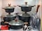 Dessini 19-Piece Non Stick Granite Cookware Set 20/24/28/32cm Casserole, 28cm Shallow Casserole, 32cm Double Fry Pan - PFOA Free