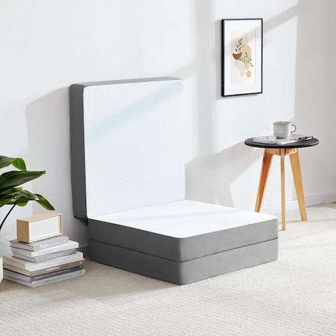 Comfy Portable White Knitted 180x90x10cm Medicated Folding Mattress with Black Border
