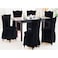 6-Piece Turkish Stretchable Chair Covers Set Black Free Size
