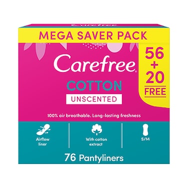 Carefree Ladies Pads Cotton Normal 56+20 Sheets