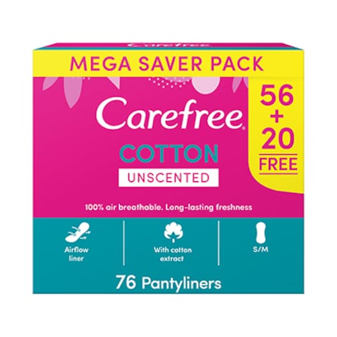 Carefree Ladies Pads Cotton Normal 56+20 Sheets
