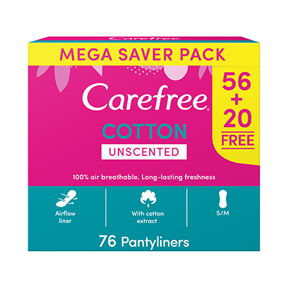 Carefree Ladies Pads Cotton Normal 56+20 Sheets