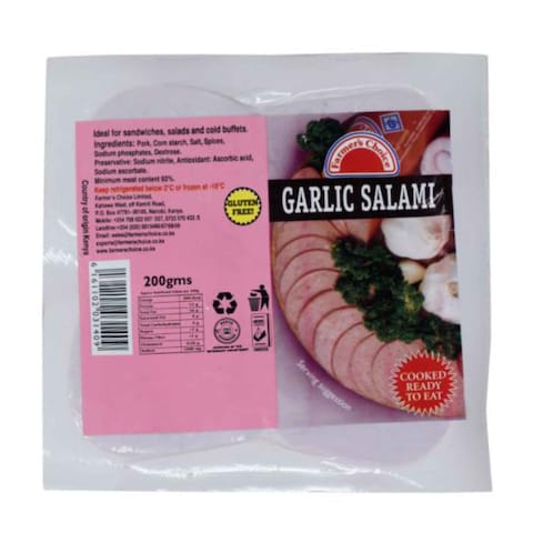Farmer&#39;s Choice Garlic Salami 200g