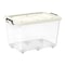 Cosmoplast Plastic Storage Box With Wheels And Lockable Lid White And Clear 82L